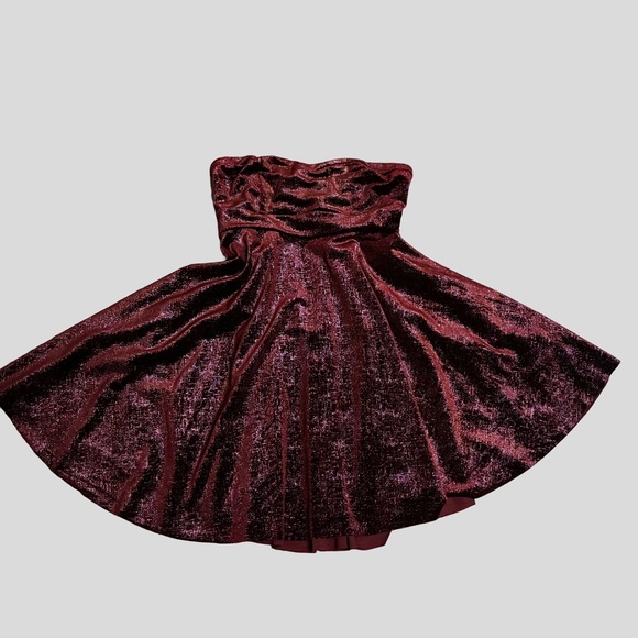 Free People Shattered Velvet Strapless Mini Dress XS Baby Doll Pockets - Picture 2 of 4